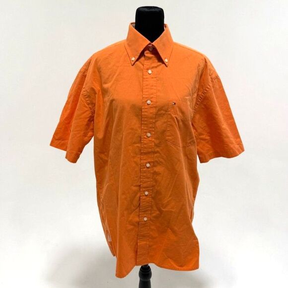 Tommy Hilfiger orange short sleeve button up - Picture 1 of 9